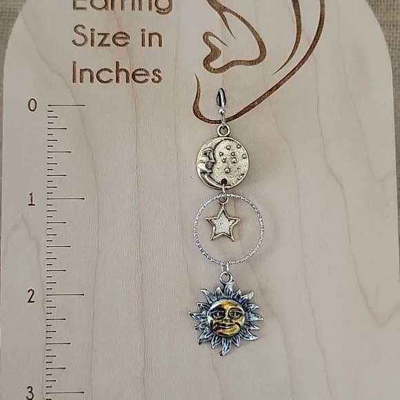 Celestial Two-Tone Drop Earrings, 925 wires - Picture 6 of 12